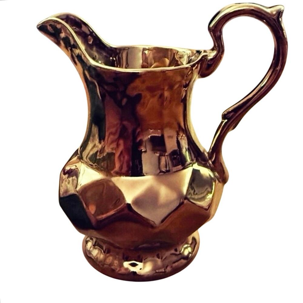 Wade England Copper Lustre Pitcher • 5.5” Rose‑Gold Glaze • Vintage Decor